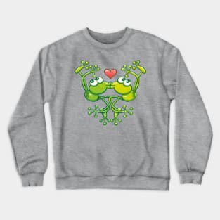 Frogs in love performing stunning choreography of jumps and kisses Crewneck Sweatshirt